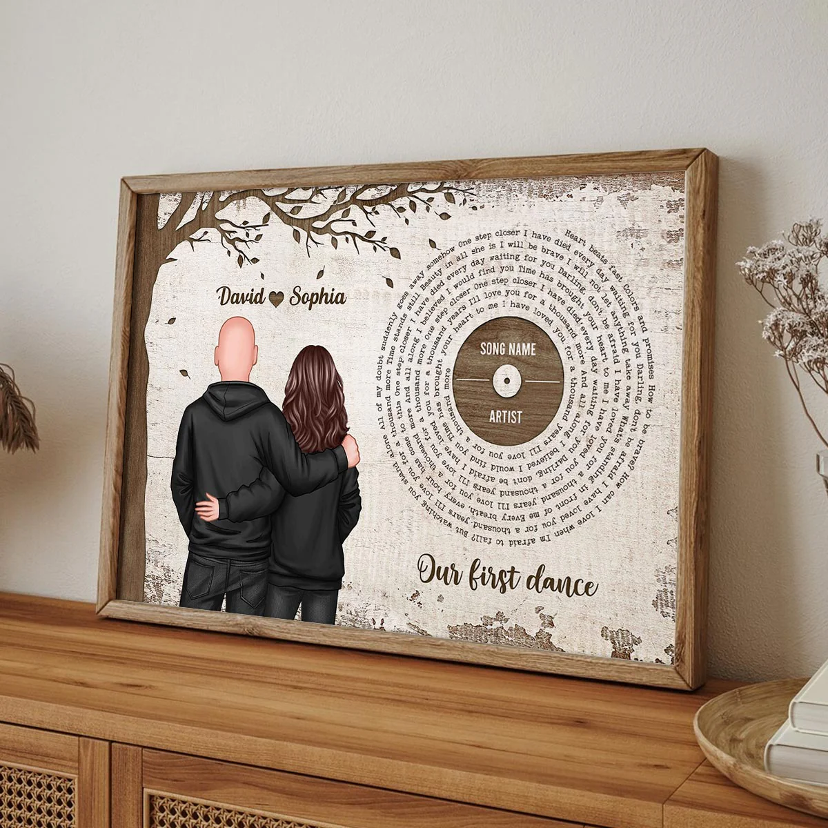 Favorite Place In The World Couple Back View Favorite Song Vinyl Lyrics Personalized Poster, Gift For Him, For Her, For Valentine's Day - Image 5