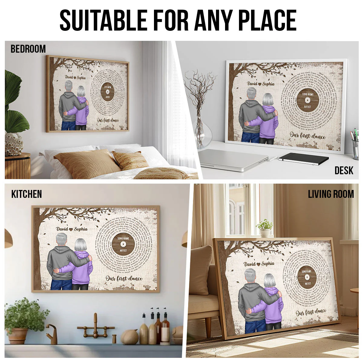 Favorite Place In The World Couple Back View Favorite Song Vinyl Lyrics Personalized Poster, Gift For Him, For Her, For Valentine's Day - Image 7