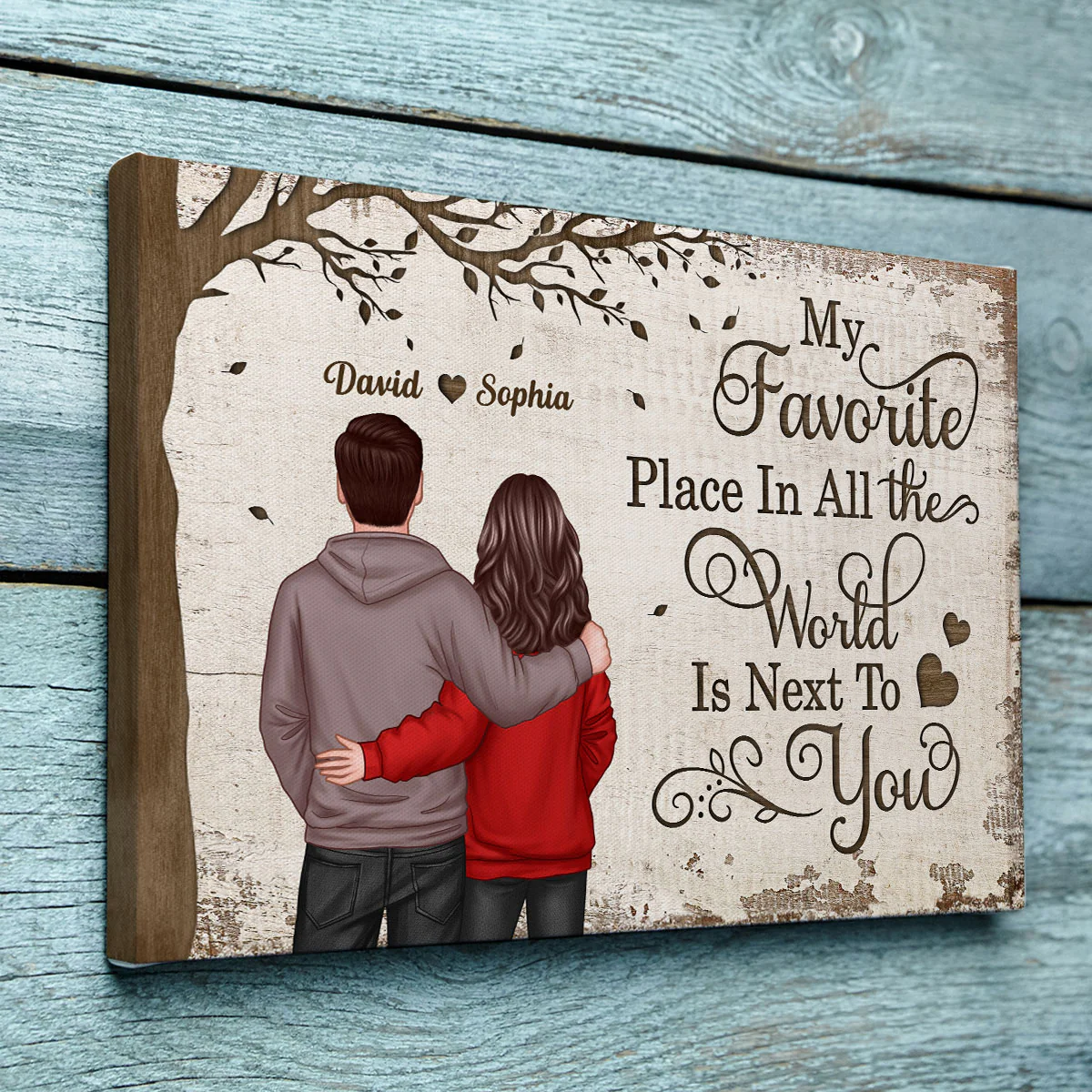 Favorite Place In The World Couple Back View - Personalized Canvas - Anniversary Gift For Him, Gift For Her - Image 6