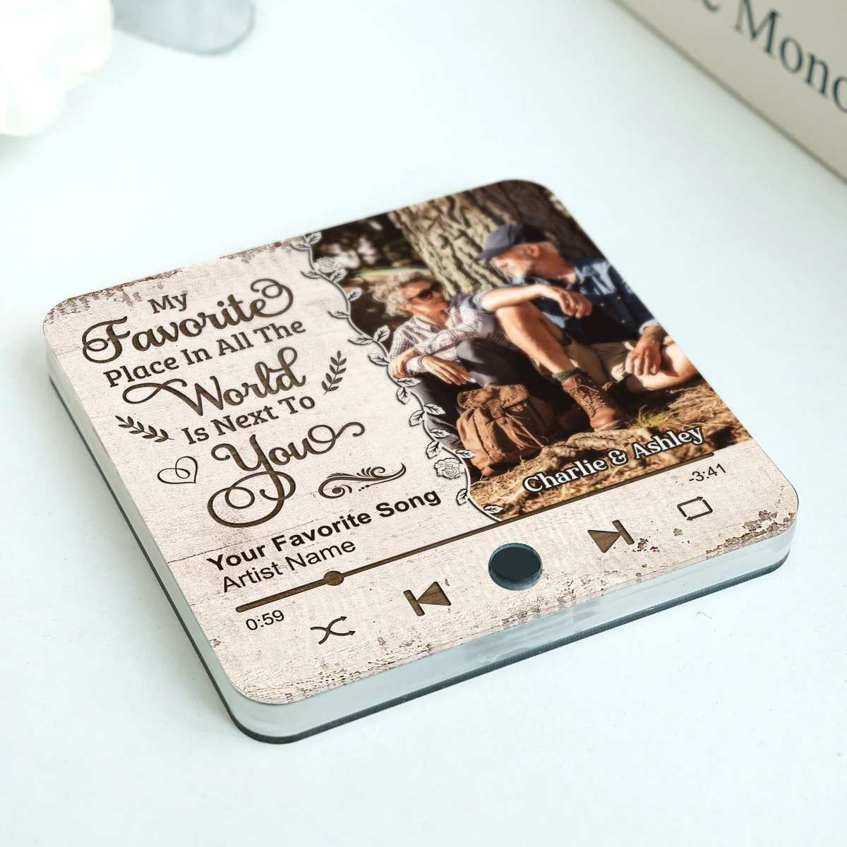 Favorite Place In The World Couple Custom Photo Personalized Music Fridge Magnet, Gift For Him, For Her - Image 3