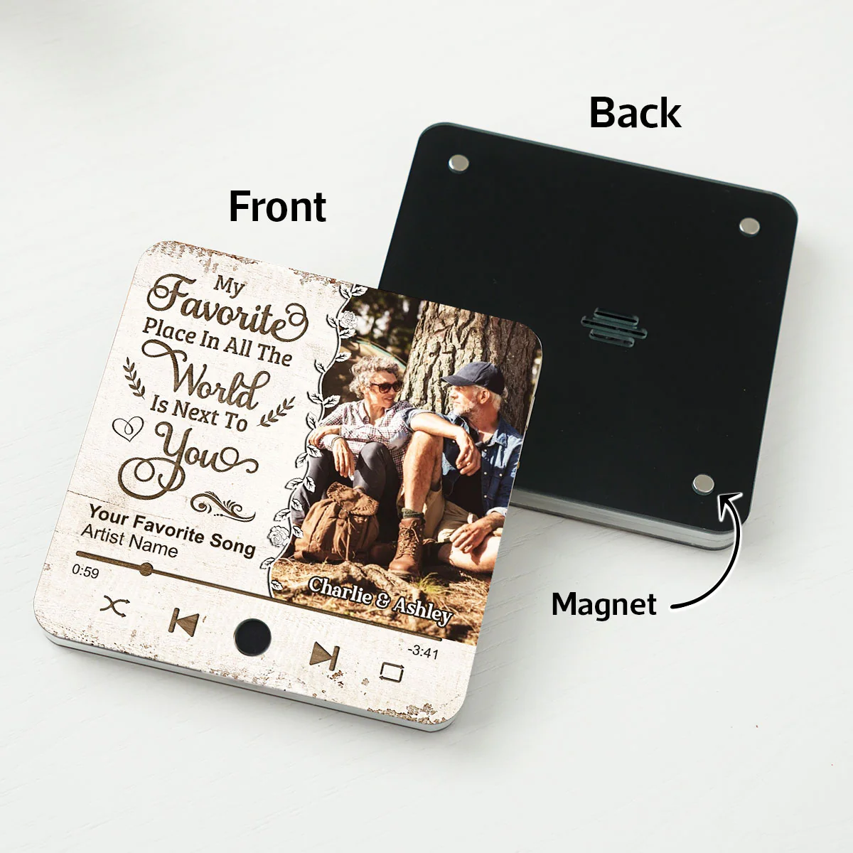 Favorite Place In The World Couple Custom Photo Personalized Music Fridge Magnet, Gift For Him, For Her - Image 4