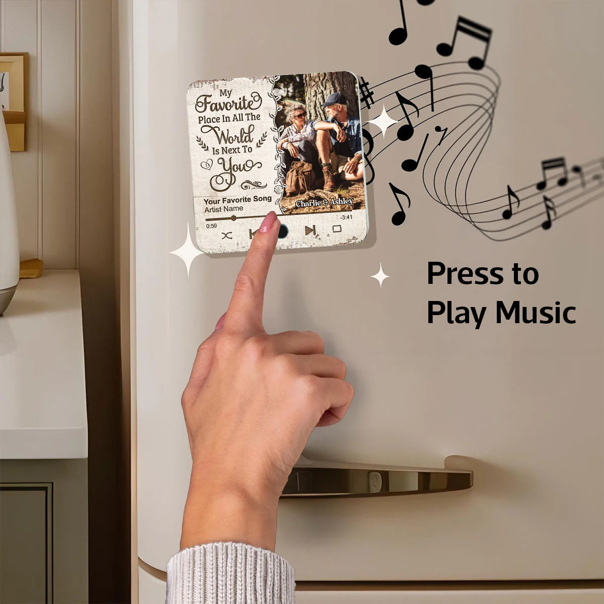 Favorite Place In The World Couple Custom Photo Personalized Music Fridge Magnet, Gift For Him, For Her - Image 6