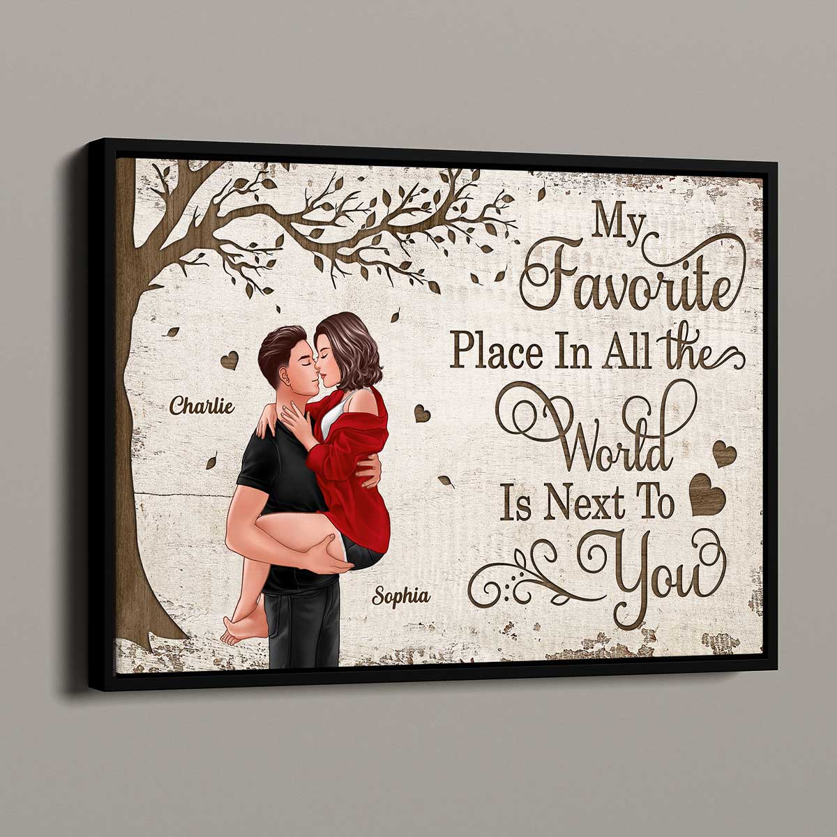 Favorite Place In The World Couple Kissing Passionate Personalized Poster, Perfect Anniversary Gift For Him, For Her - Image 2