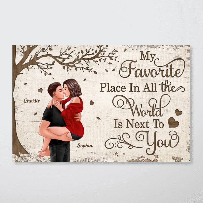 Favorite Place In The World Couple Kissing Passionate Personalized Poster, Perfect Anniversary Gift For Him, For Her - Image 5