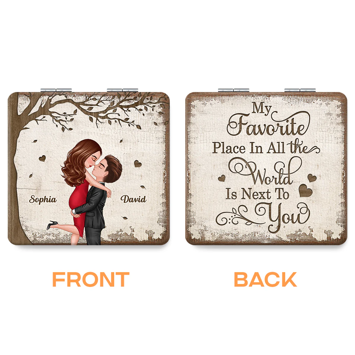 Favorite Place In The World Couple Kissing Personalized Compact Mirror - Image 2
