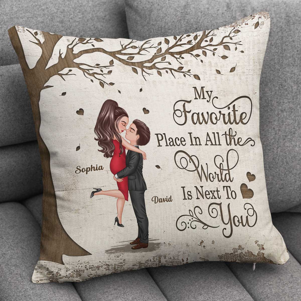 Favorite Place In The World Couple Kissing Personalized Pillow - Image 2