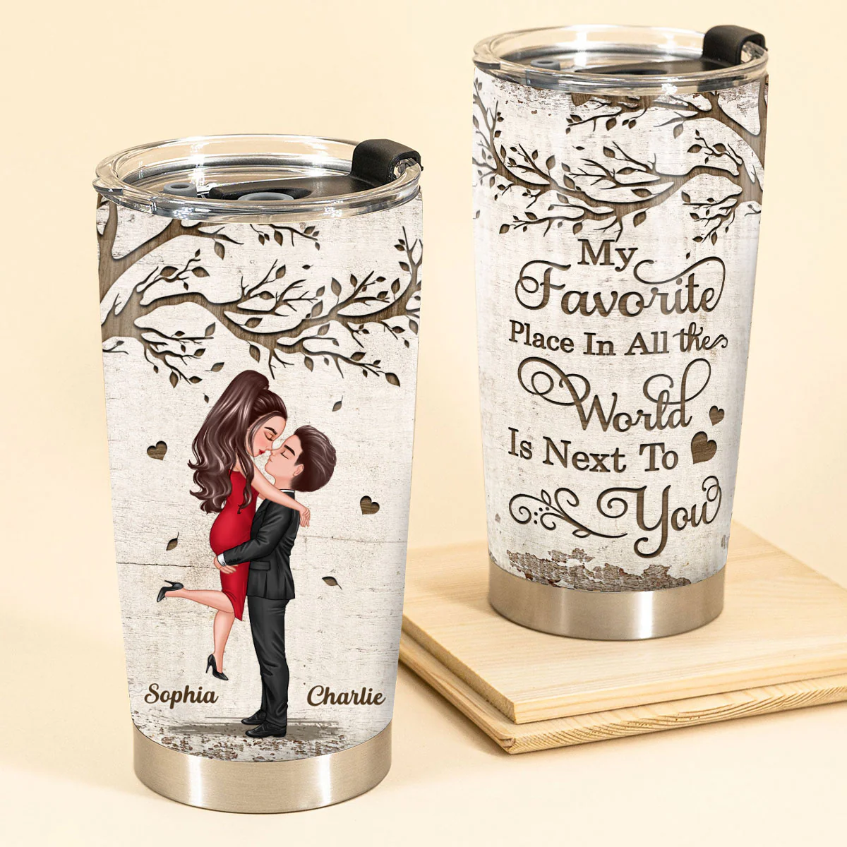 Favorite Place In The World Couple Kissing Personalized Tumbler - Image 2