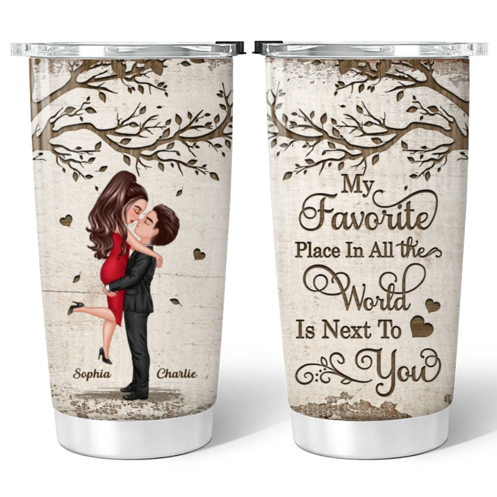 Favorite Place In The World Couple Kissing Personalized Tumbler - Image 5