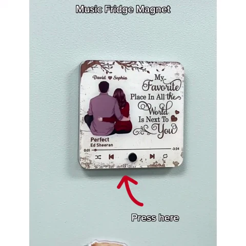 Favorite Place In The World Couple Sitting Back View - Personalized Music Fridge Magnet - Gift for Him, Gift for Her - Image 2