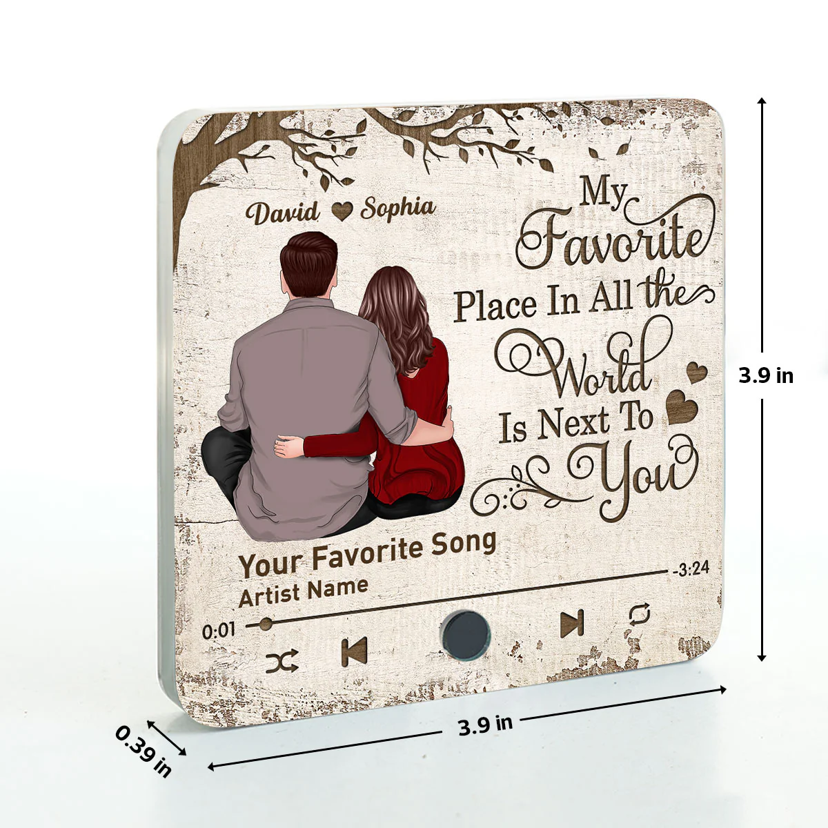 Favorite Place In The World Couple Sitting Back View - Personalized Music Fridge Magnet - Gift for Him, Gift for Her - Image 9