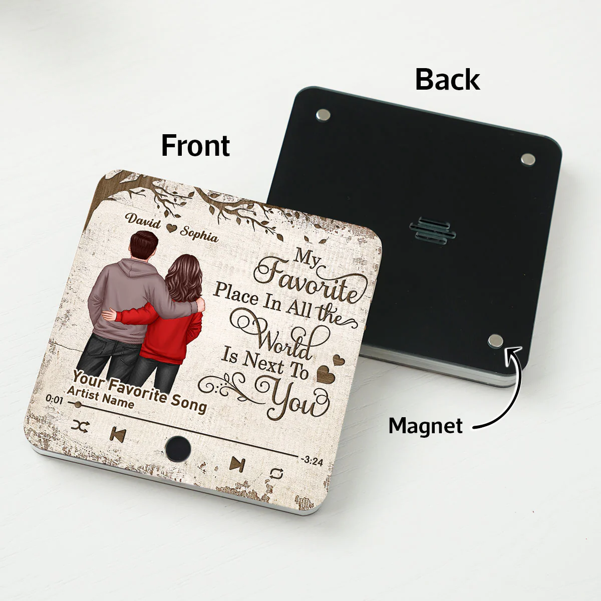 Favorite Place In The World Couple Standing Back View - Personalized Music Fridge Magnet - Heartfelt Gift For Couple, For Him, For Her, Husband, Wife - Image 11