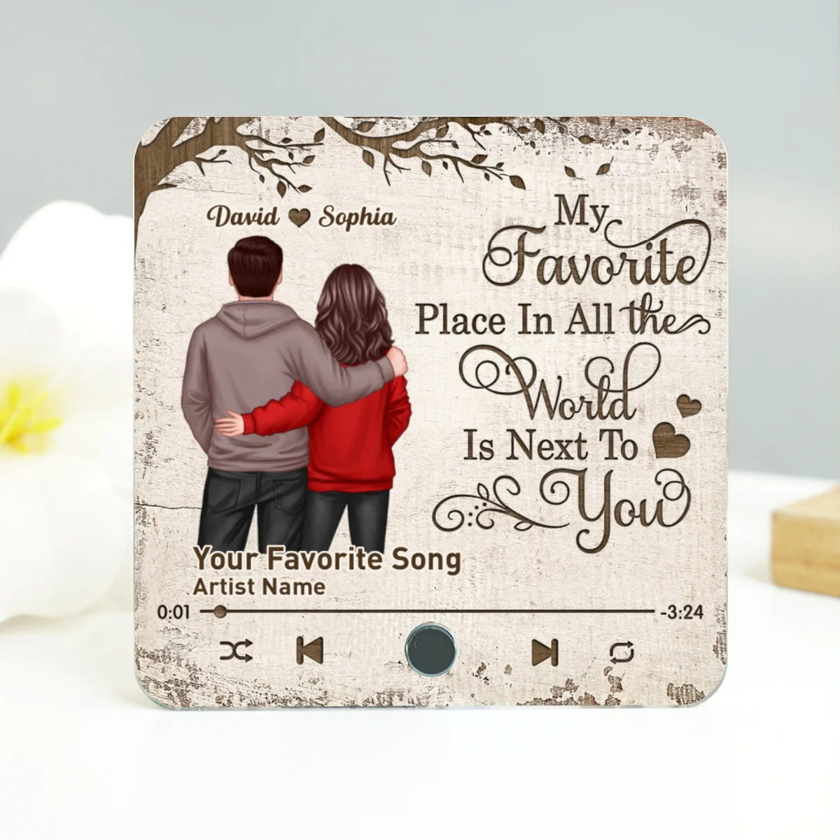 Favorite Place In The World Couple Standing Back View - Personalized Music Fridge Magnet - Heartfelt Gift For Couple, For Him, For Her, Husband, Wife - Image 14