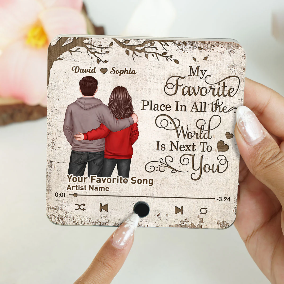 Favorite Place In The World Couple Standing Back View - Personalized Music Fridge Magnet - Heartfelt Gift For Couple, For Him, For Her, Husband, Wife - Image 5