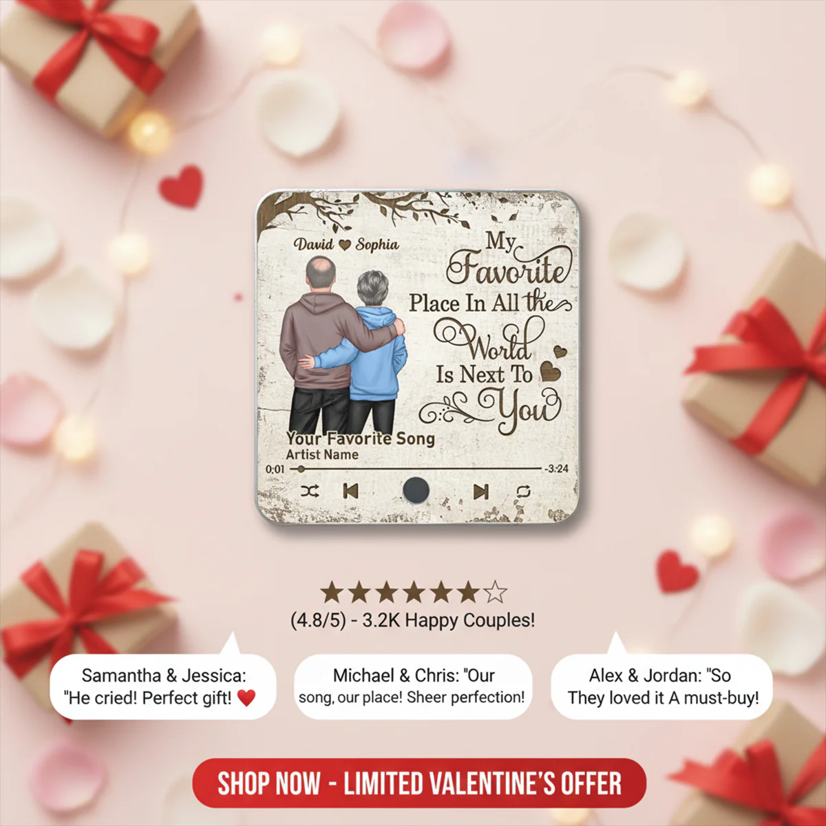 Favorite Place In The World Couple Standing Back View - Personalized Music Fridge Magnet - Heartfelt Gift For Couple, For Him, For Her, Husband, Wife - Image 6