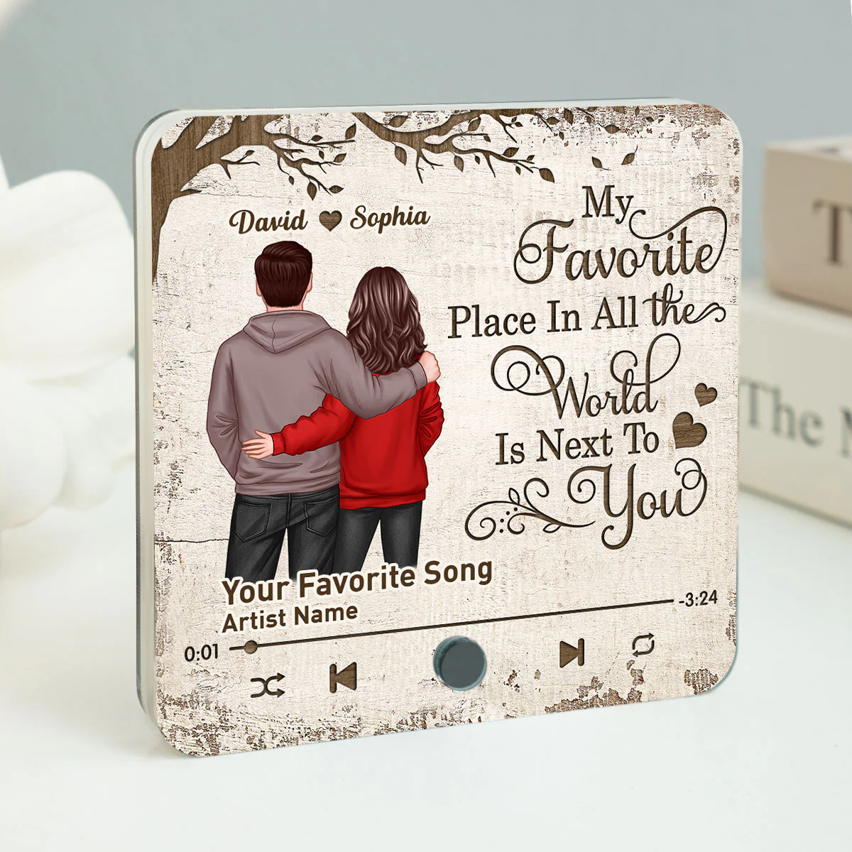 Favorite Place In The World Couple Standing Back View - Personalized Music Fridge Magnet - Heartfelt Gift For Couple, For Him, For Her, Husband, Wife - Image 7