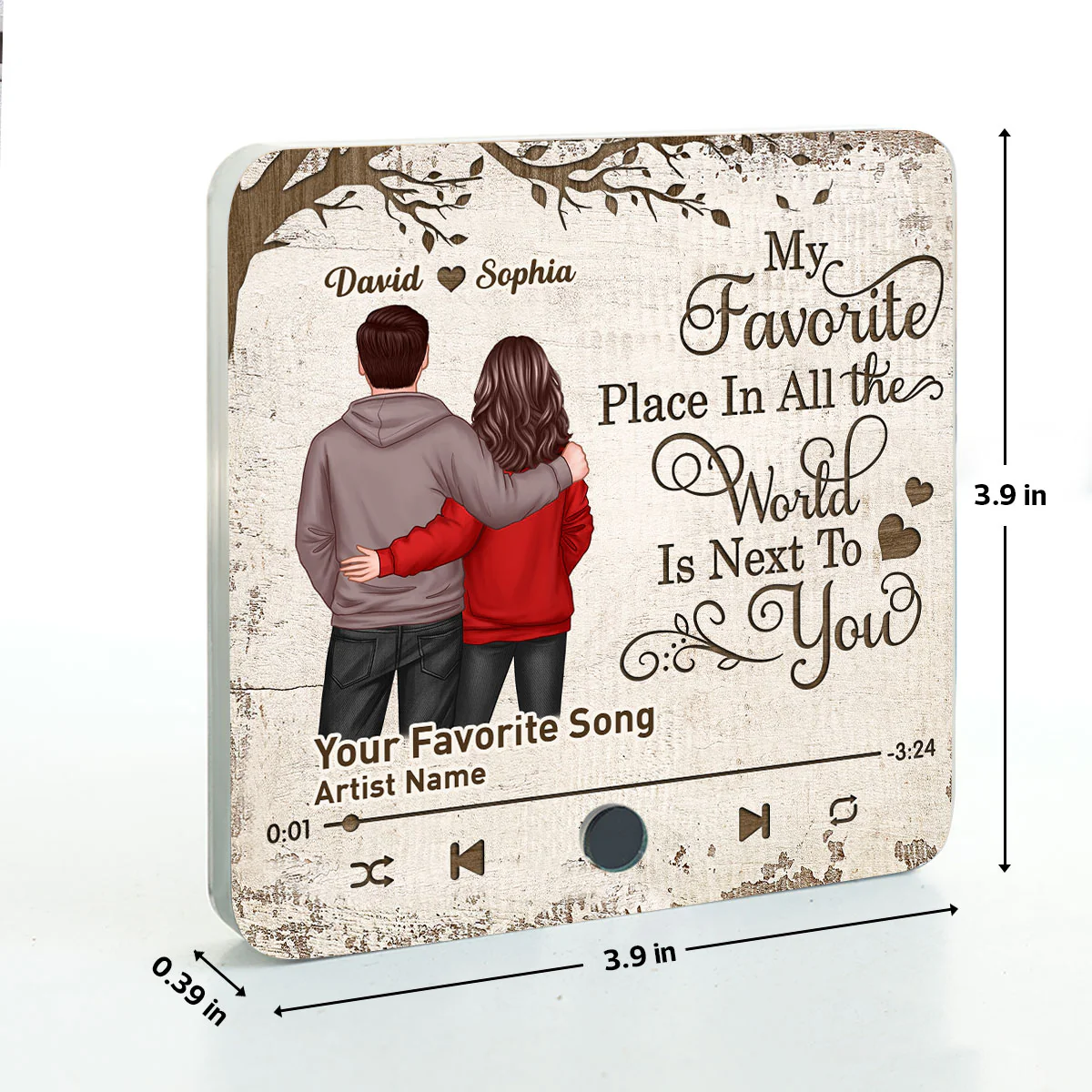 Favorite Place In The World Couple Standing Back View - Personalized Music Fridge Magnet - Heartfelt Gift For Couple, For Him, For Her, Husband, Wife - Image 8