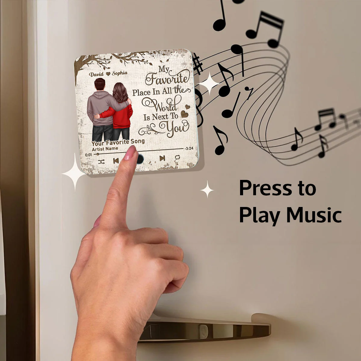 Favorite Place In The World Couple Standing Back View - Personalized Music Fridge Magnet - Heartfelt Gift For Couple, For Him, For Her, Husband, Wife - Image 9