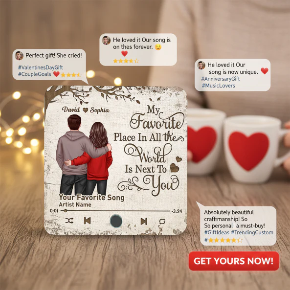 Favorite Place In The World Couple Standing Back View - Personalized Music Fridge Magnet - Heartfelt Gift For Couple, For Him, For Her, Husband, Wife - Image 3