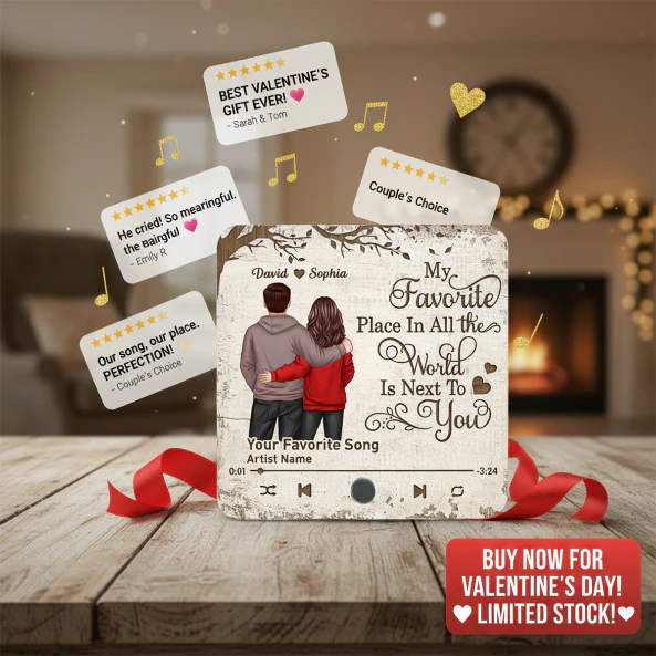 Favorite Place In The World Couple Standing Back View - Personalized Music Fridge Magnet - Heartfelt Gift For Couple, For Him, For Her, Husband, Wife - Image 4