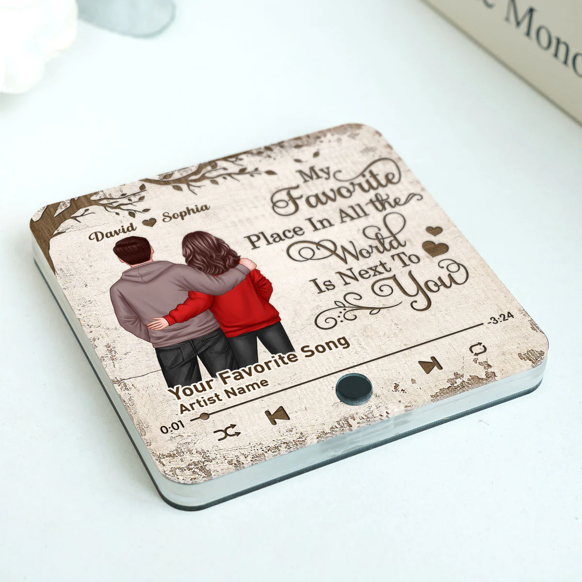 Favorite Place In The World Couple Standing Back View - Personalized Music Fridge Magnet - Heartfelt Gift For Couple, For Him, For Her, Husband, Wife - Image 9