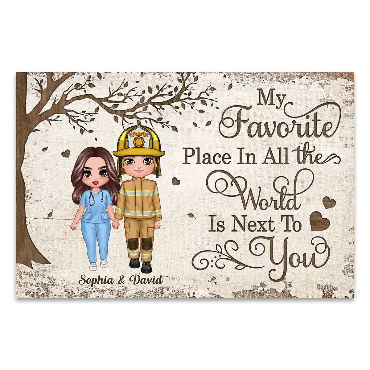 Favorite Place In The World Couple Standing Gifts by Occupation Gift For Her Gift For Him Firefighter, Nurse, Police Officer Personalized Poster - Image 2