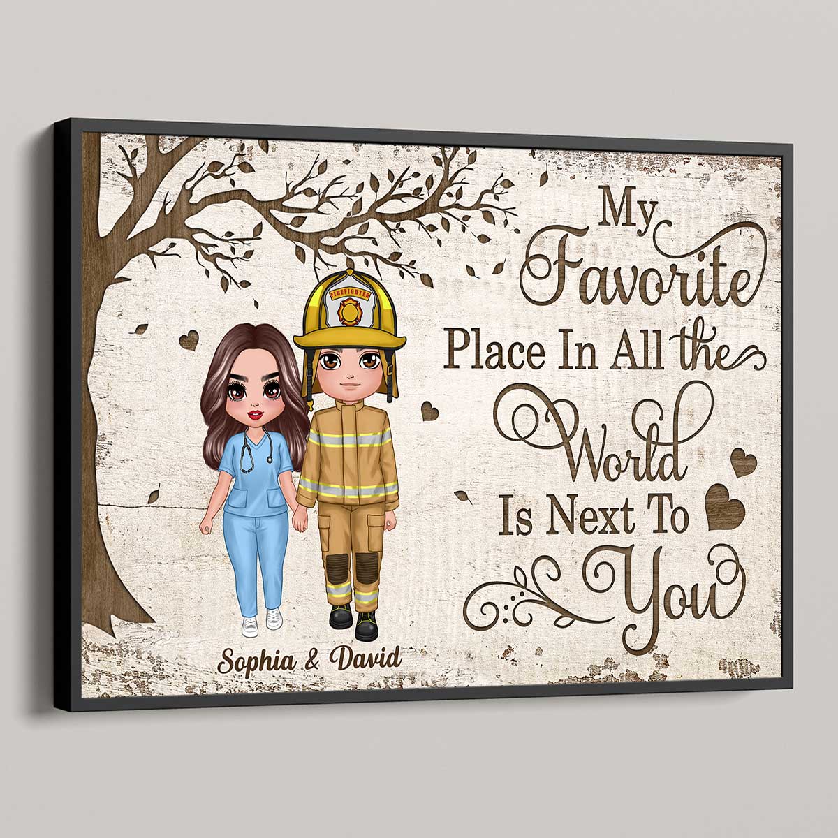 Favorite Place In The World Couple Standing Gifts by Occupation Gift For Her Gift For Him Firefighter, Nurse, Police Officer Personalized Poster - Image 3