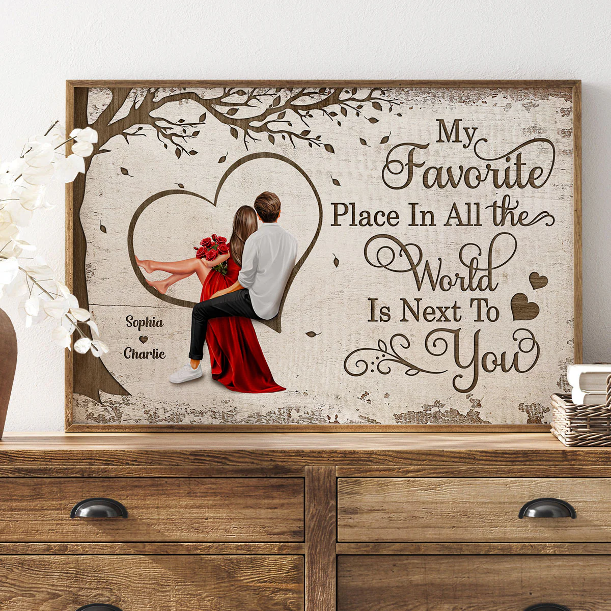 Favorite Place In The World Heart Couple Sitting Couple, Best Personalized Couple Gift For Valentine's Day, Anniversary Gift For Him, For Her - Image 4