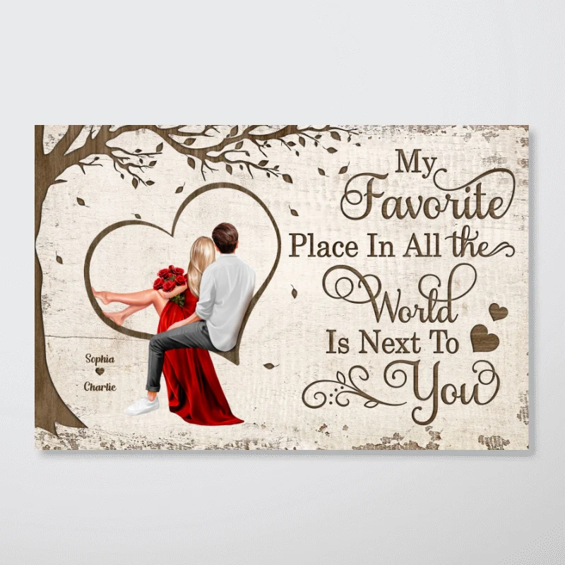 Favorite Place In The World Heart Couple Sitting Couple, Best Personalized Couple Gift For Valentine's Day, Anniversary Gift For Him, For Her - Image 7