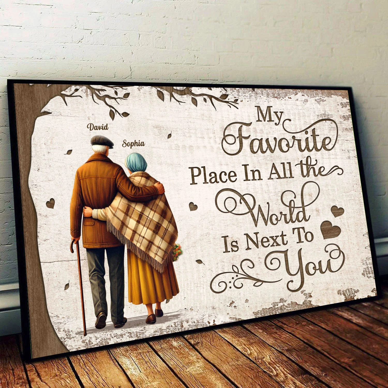 Favorite Place In The World Old Couple Growing Old Together Walking Personalized Poster, Heartfelt Gift For Him, For Her - Image 2