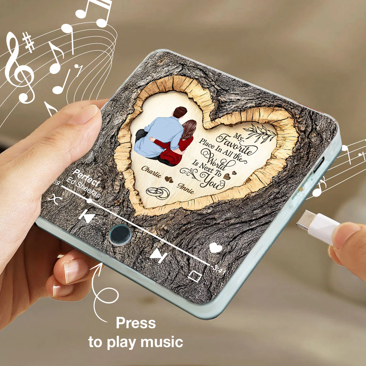 Favorite Place Next To You Couple Sitting - Personalized Music Fridge Magnet - Anniversary Gift, Valentine's Gift For Him, For Her - Image 3