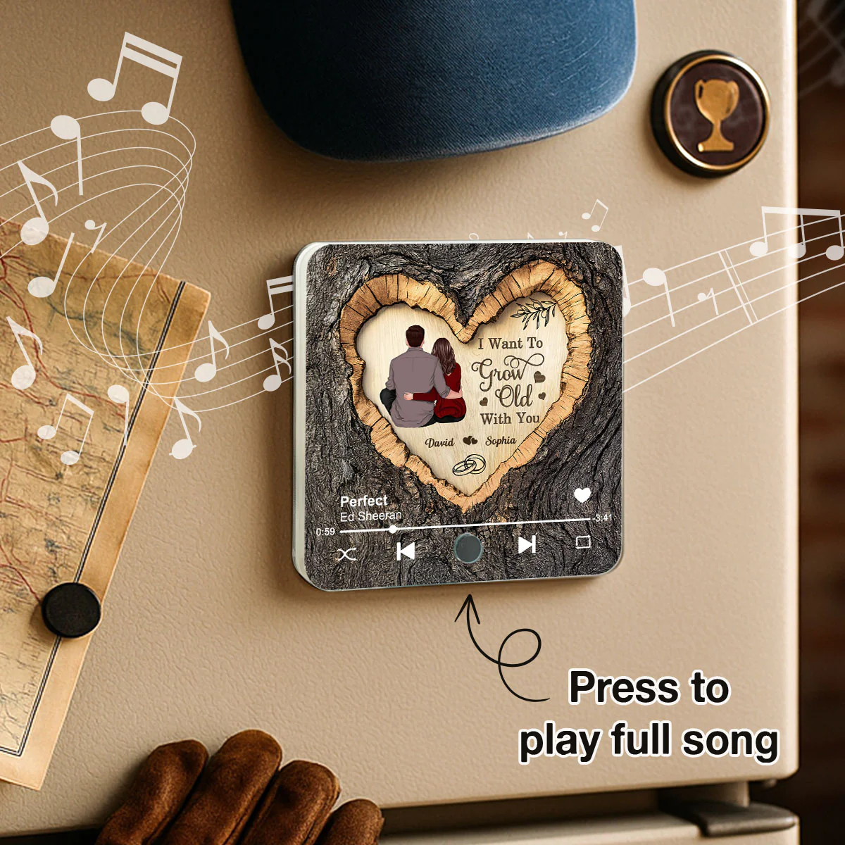 Favorite Place Next To You Couple Sitting - Personalized Music Fridge Magnet - Anniversary Gift, Valentine's Gift For Him, For Her - Image 5