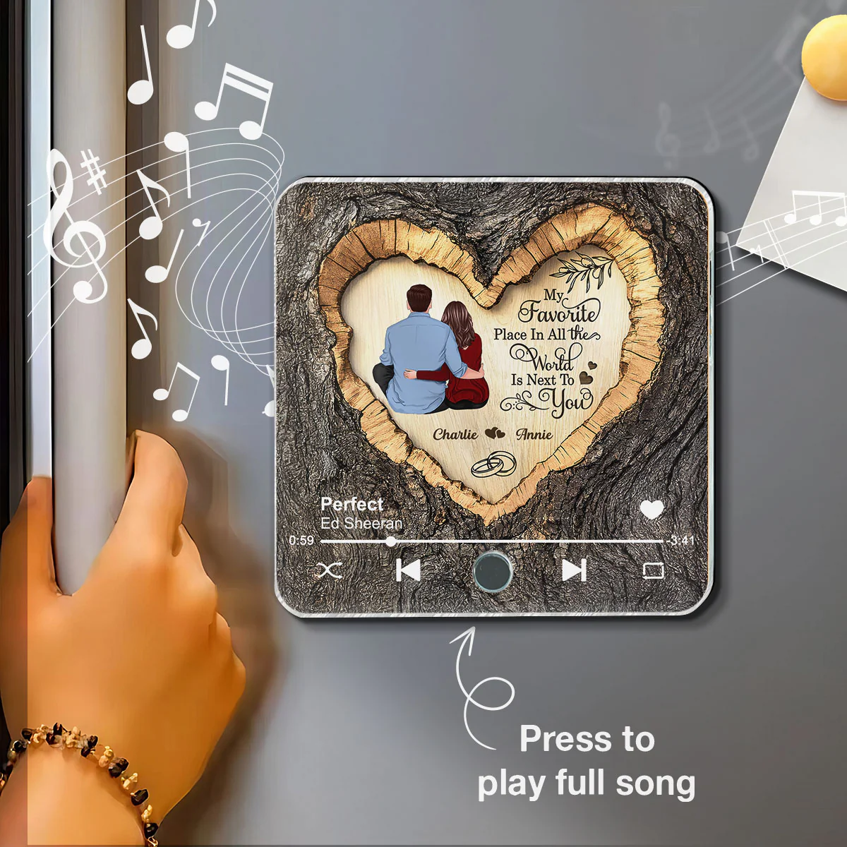 Favorite Place Next To You Couple Sitting - Personalized Music Fridge Magnet - Anniversary Gift, Valentine's Gift For Him, For Her - Image 6