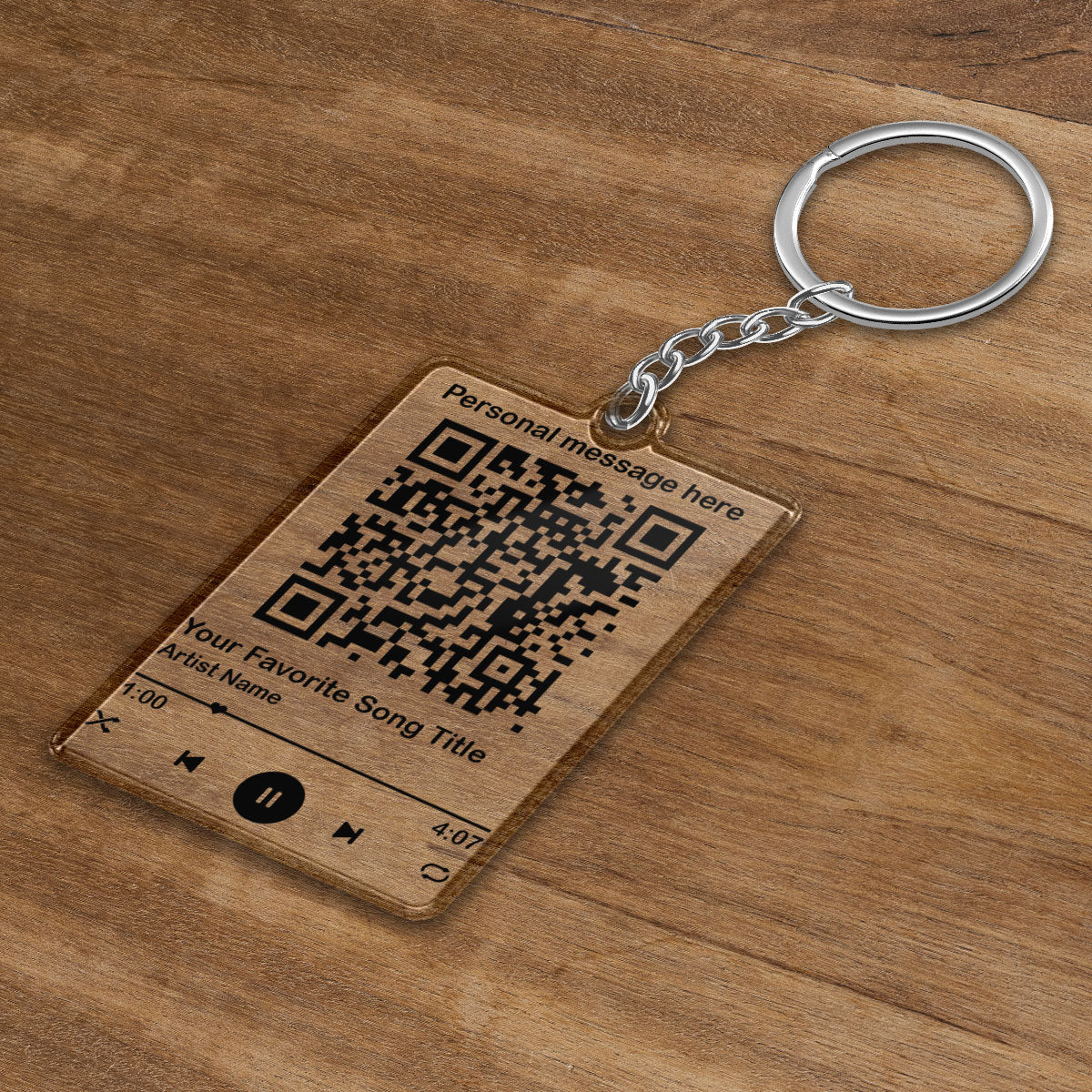 Favorite Song & Message Scannable QR Code Personalized Acrylic Keychain - Image 3