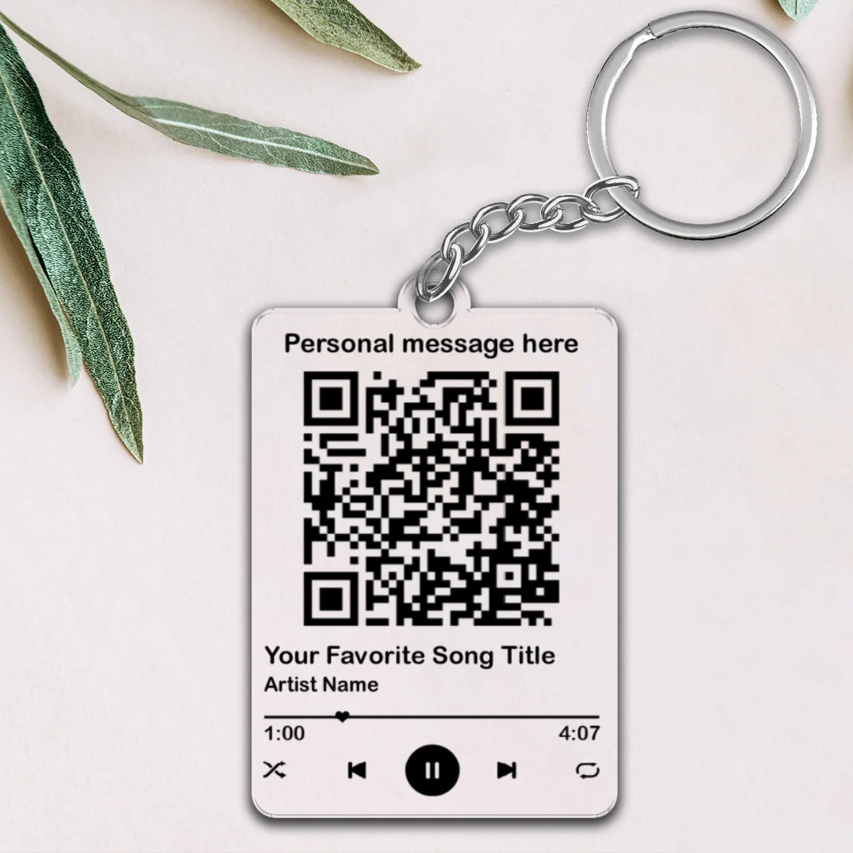 Favorite Song & Message Scannable QR Code Personalized Acrylic Keychain - Image 4