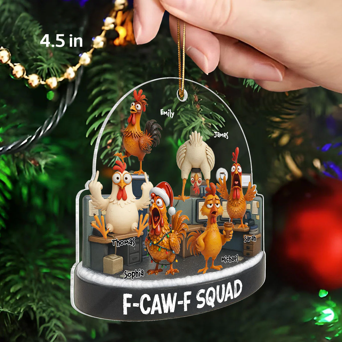 F-Caw-F Squad Funny Chicken Staff - Personalized Acrylic Ornament - Funny Gift For Coworkers, Colleagues - Image 2