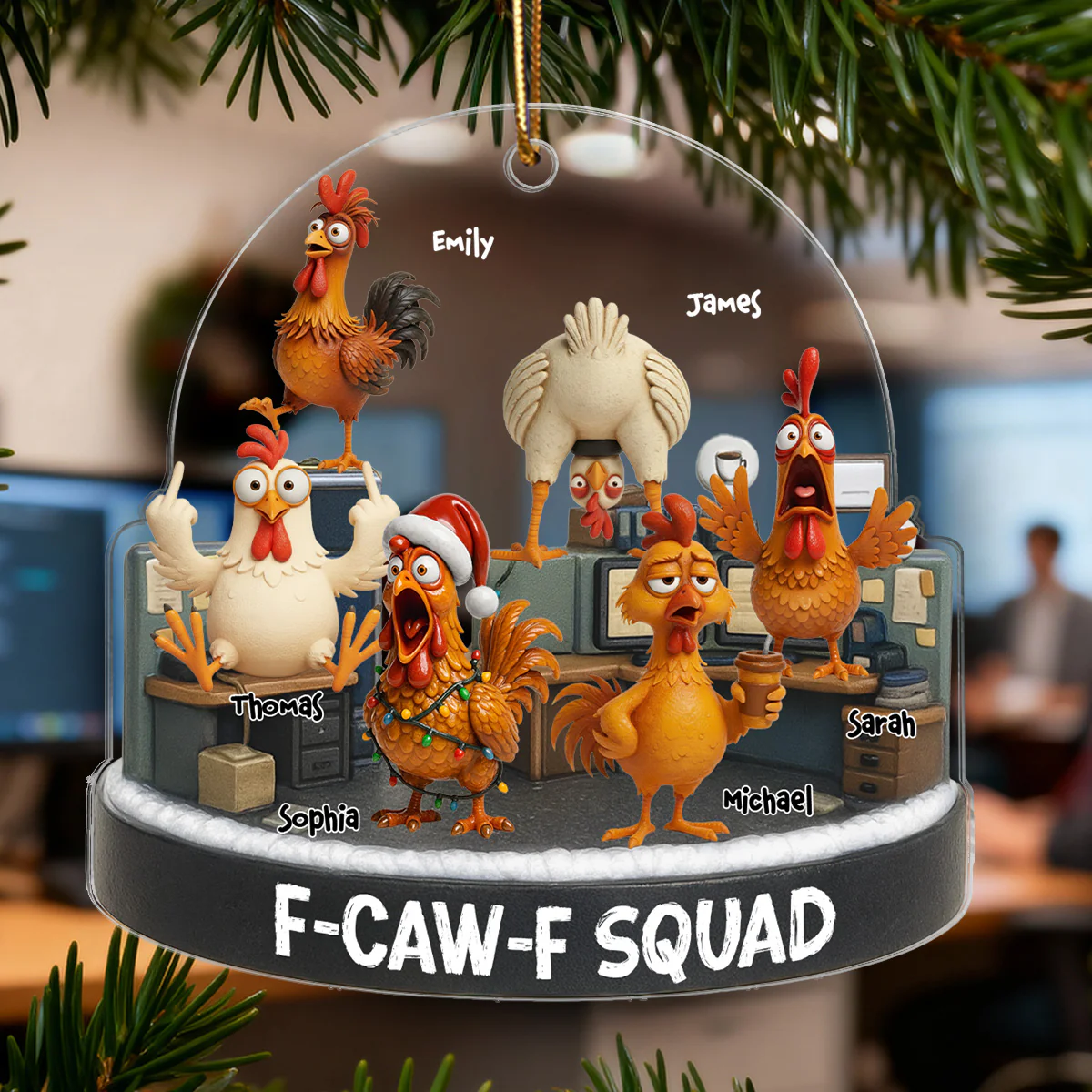 F-Caw-F Squad Funny Chicken Staff - Personalized Acrylic Ornament - Funny Gift For Coworkers, Colleagues - Image 5
