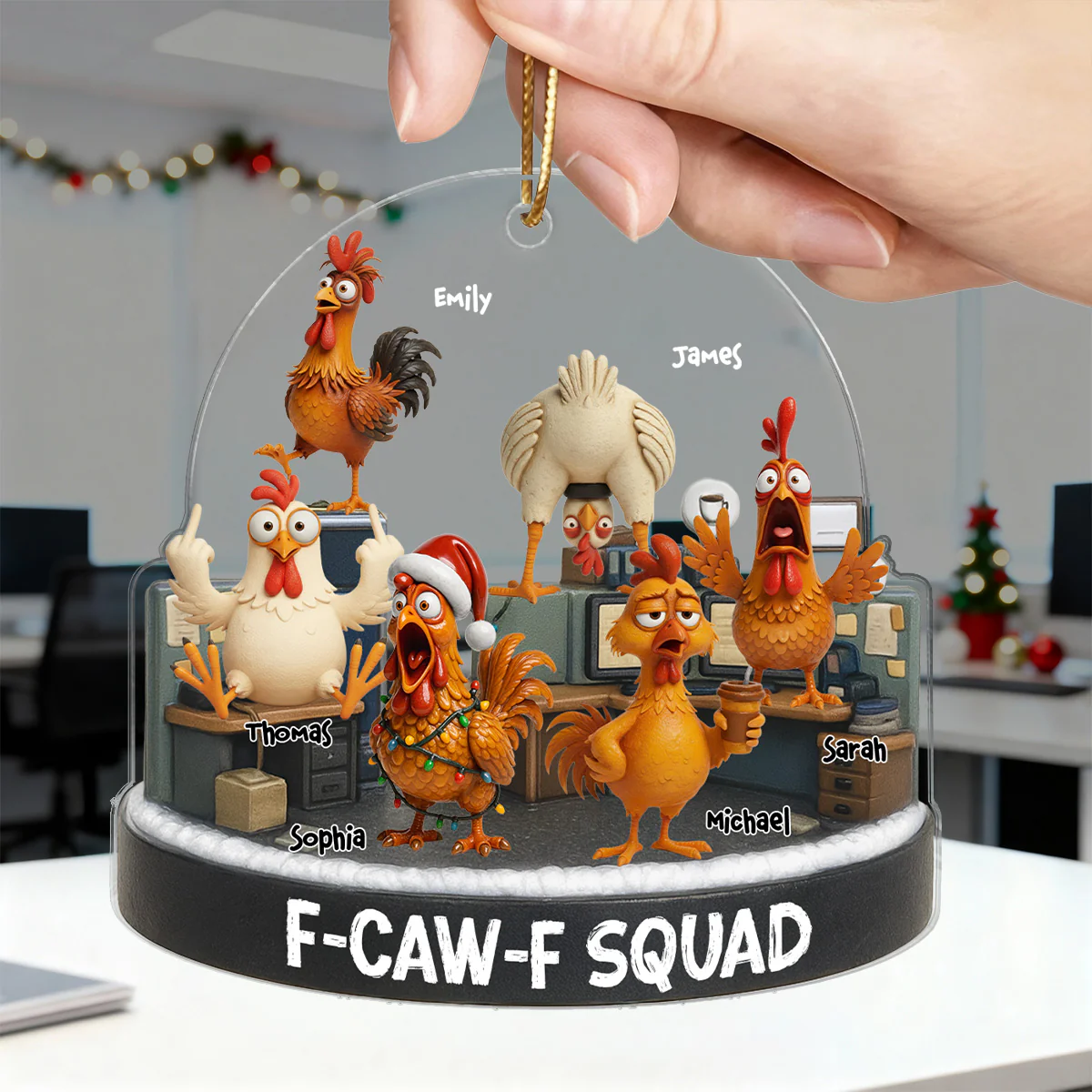 F-Caw-F Squad Funny Chicken Staff - Personalized Acrylic Ornament - Funny Gift For Coworkers, Colleagues - Image 6