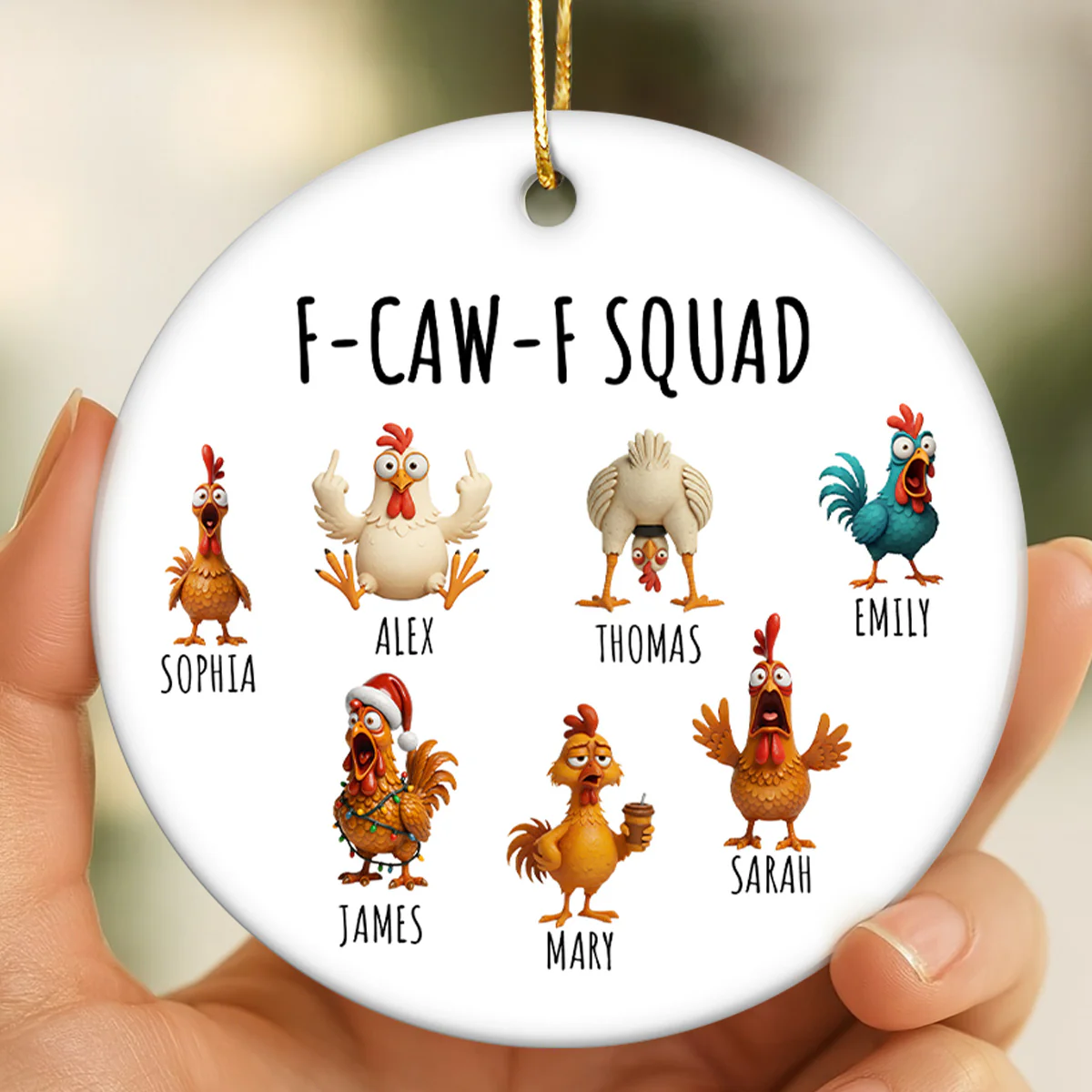 F-Caw-F Squad Funny Chicken Staff - Personalized Ceramic Ornament - Funny Gift For Coworkers, Colleagues - Image 4