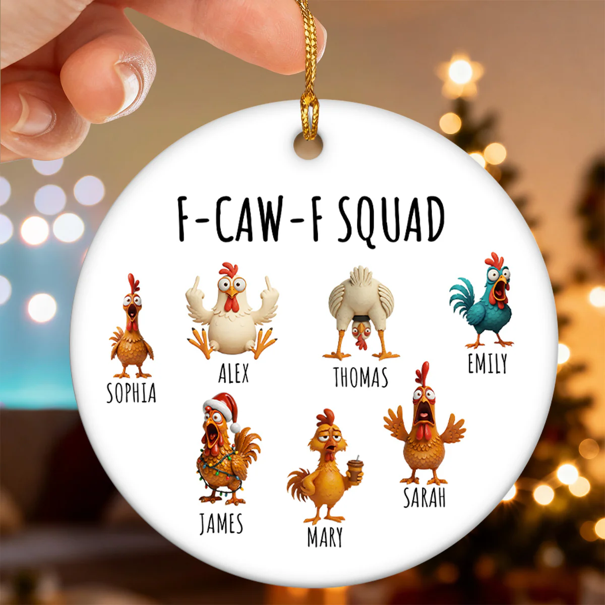 F-Caw-F Squad Funny Chicken Staff - Personalized Ceramic Ornament - Funny Gift For Coworkers, Colleagues - Image 5
