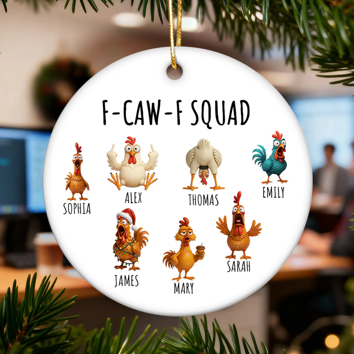 F-Caw-F Squad Funny Chicken Staff - Personalized Ceramic Ornament - Funny Gift For Coworkers, Colleagues - Image 6