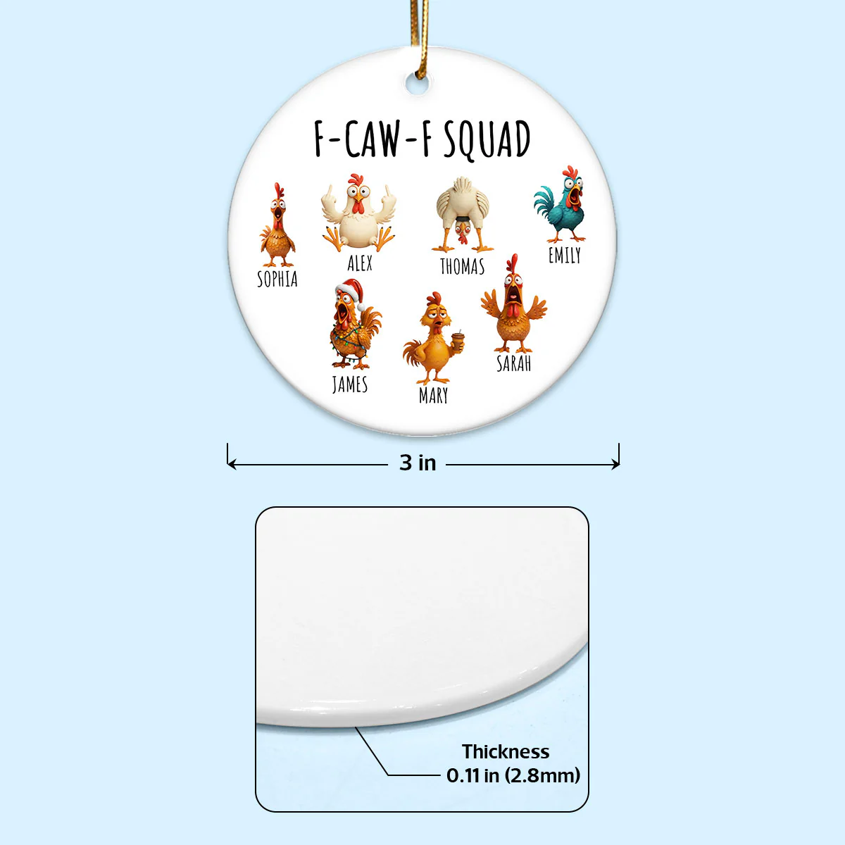 F-Caw-F Squad Funny Chicken Staff - Personalized Ceramic Ornament - Funny Gift For Coworkers, Colleagues - Image 7