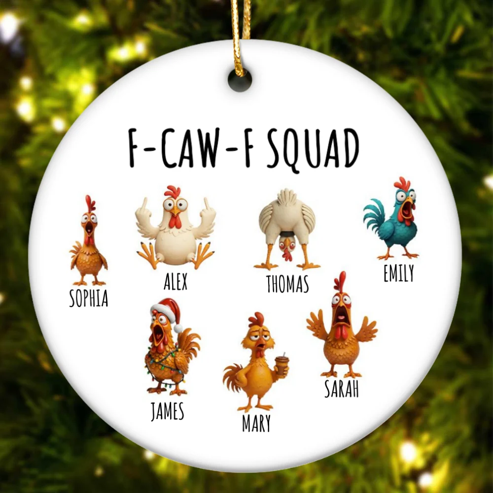 F-Caw-F Squad Funny Chicken Staff - Personalized Ceramic Ornament - Funny Gift For Coworkers, Colleagues - Image 9
