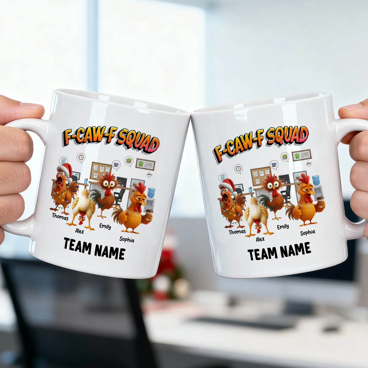 F-Caw-F Squad Funny Chicken Staff - Personalized Mug - Funny Gift For Coworkers, Colleagues - Image 2