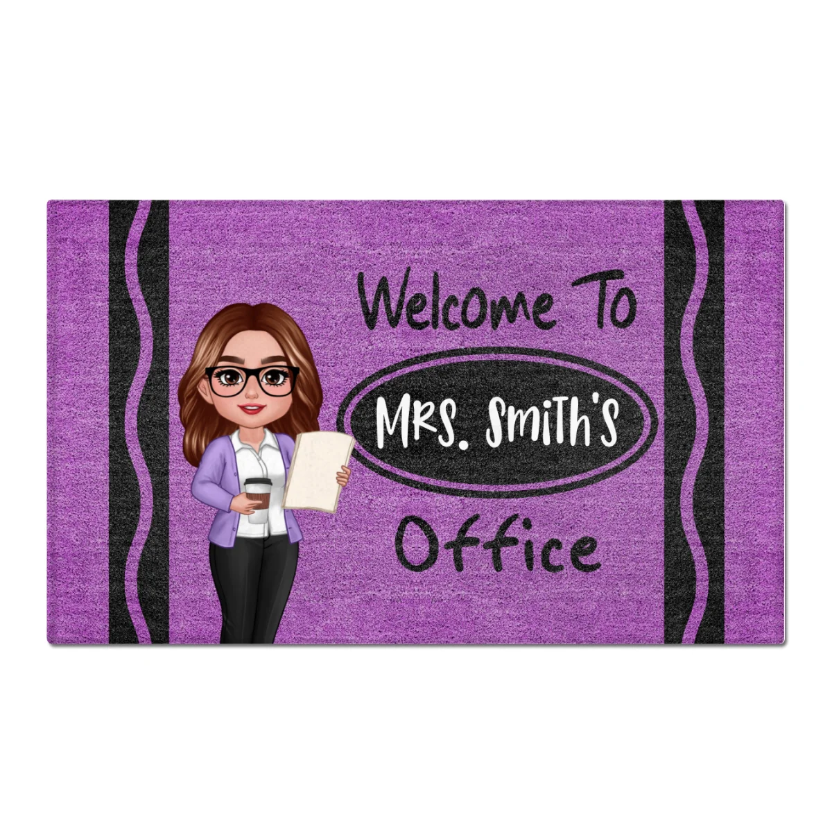Female Male Teacher Crayon Pattern Welcome To Office Personalized Doormat| Back To School Gift, Classroom Decoration - Image 10