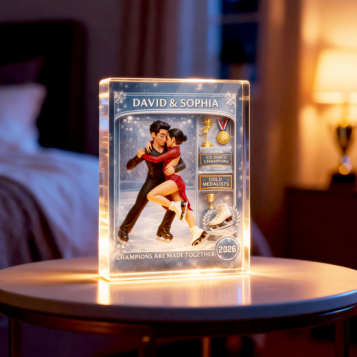 Figure Skating Couple Action Figure - Personalized Acrylic Block Plaque - Anniversary, Valentine's Day Gift, Gift For Him, Gift For Her - Image 5