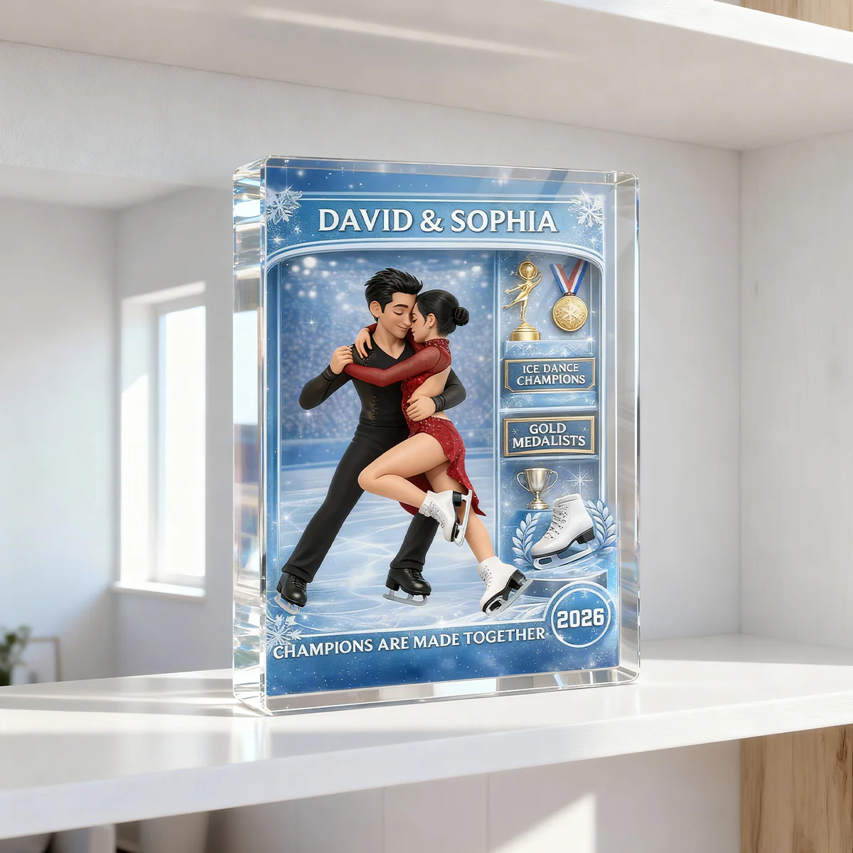 Figure Skating Couple Action Figure - Personalized Acrylic Block Plaque - Anniversary, Valentine's Day Gift, Gift For Him, Gift For Her - Image 9