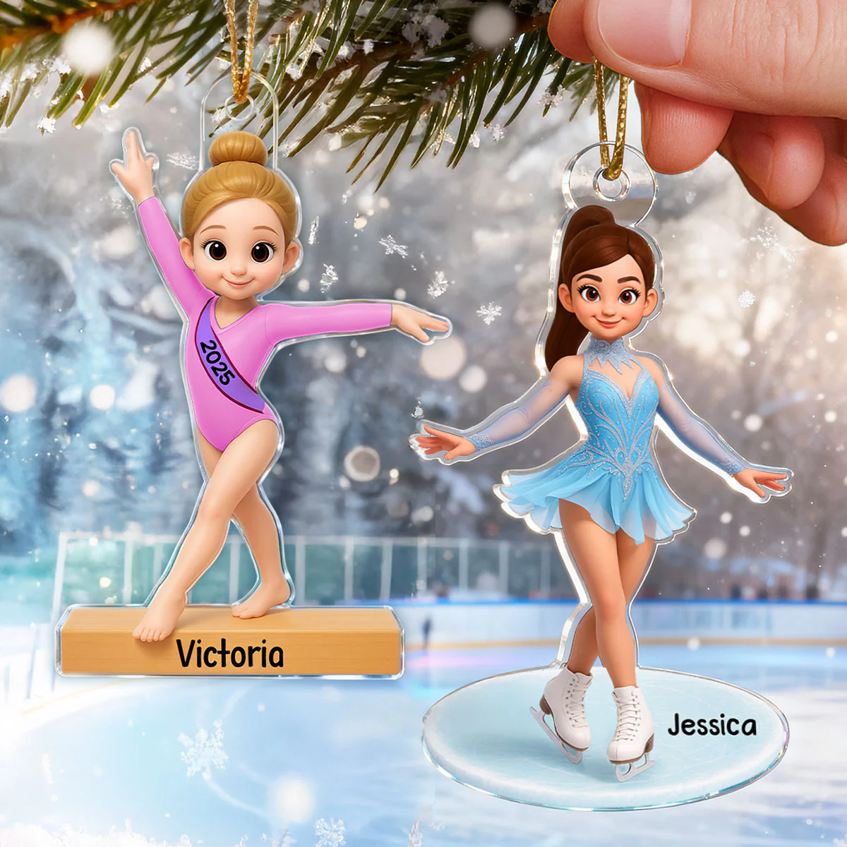Little Sports Star - Figure Skating - Personalized Acrylic Ornament - Christmas Gift for Son, Daughter, Grandson, Granddaughter - Image 2