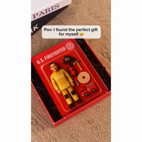 3D Effect Firefighter Custom Figure Personalized Flat Rectangle Acrylic Block| Unique Gift For Firefighters, Dad, Husband - Image 2