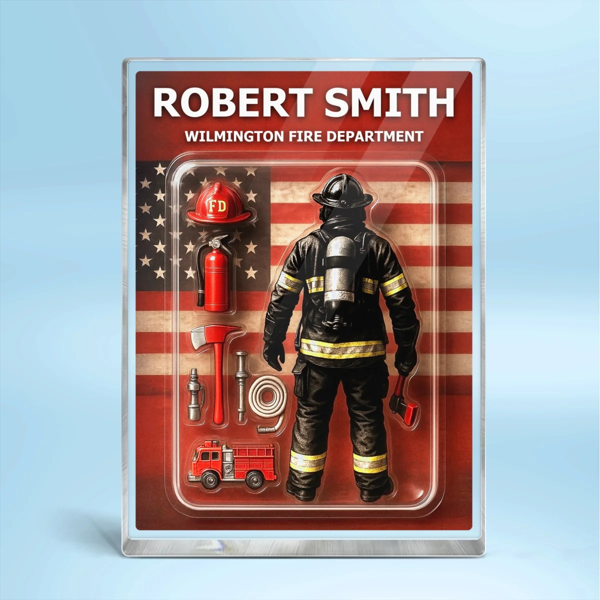 Firefighter Custom Figure Personalized Acrylic Block Plaque, Gift for Dad, Gift for Husband - Image 10