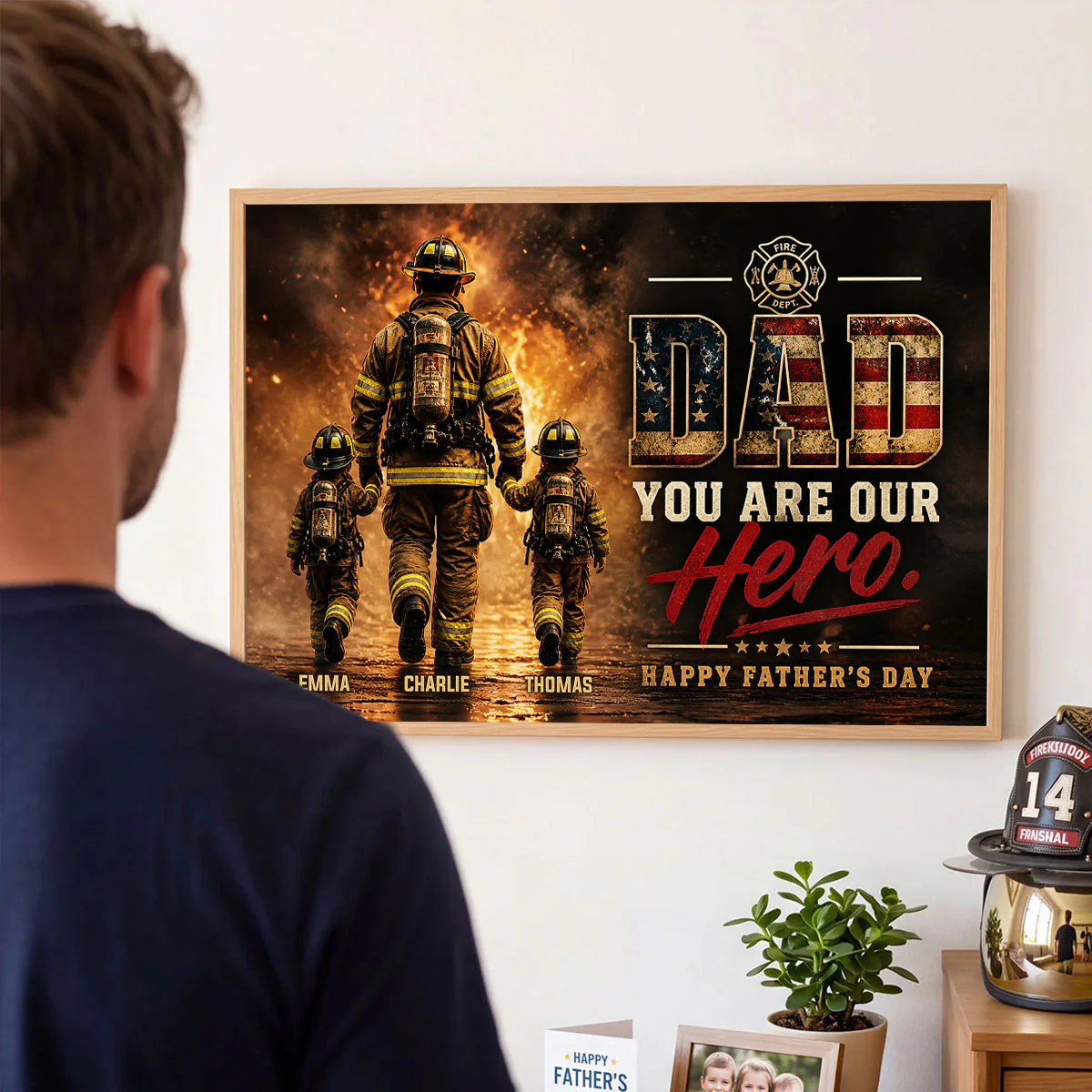 Firefighter Dad You Are Our Hero - Personalized Poster - Heartfelt Father's Day Gift for Dad, Husband - Image 5